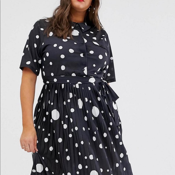 ASOS Curve Dresses & Skirts - ASOS Curve midi pleated collardot dress Size 16